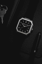 Square Dial Leather Strap Watch