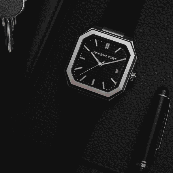 Square Dial Leather Strap Watch