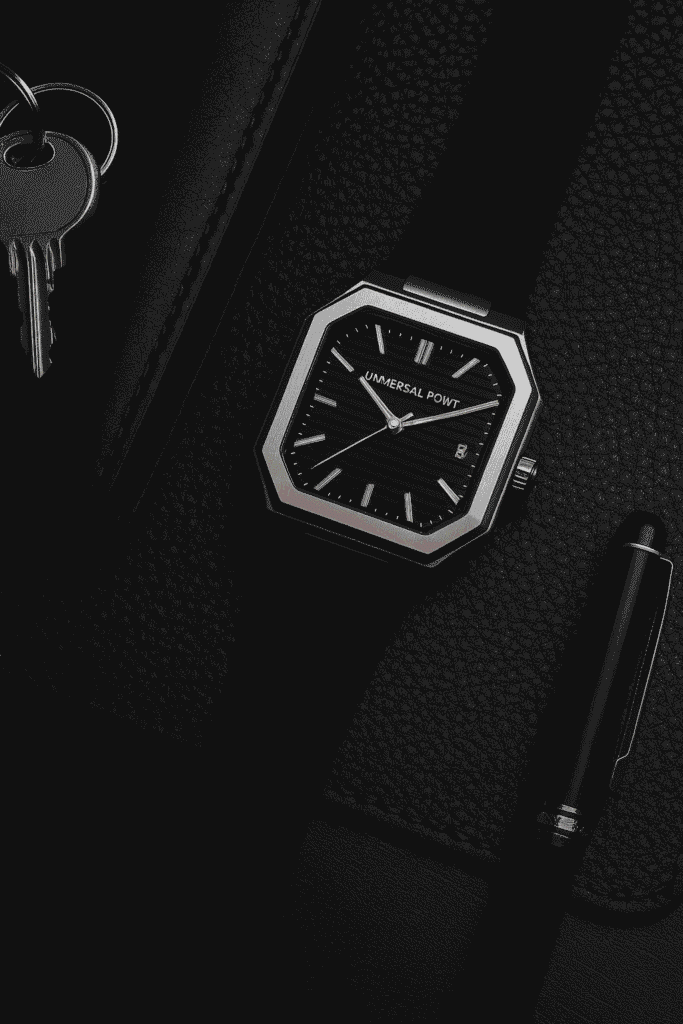 Square Dial Leather Strap Watch